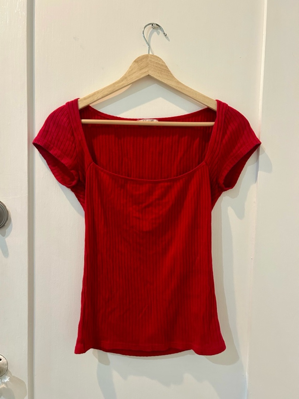Reformation red Square Neck Ribbed Top